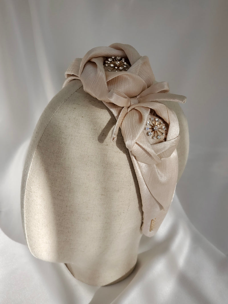 Champagne Blush Twin Rose Headband